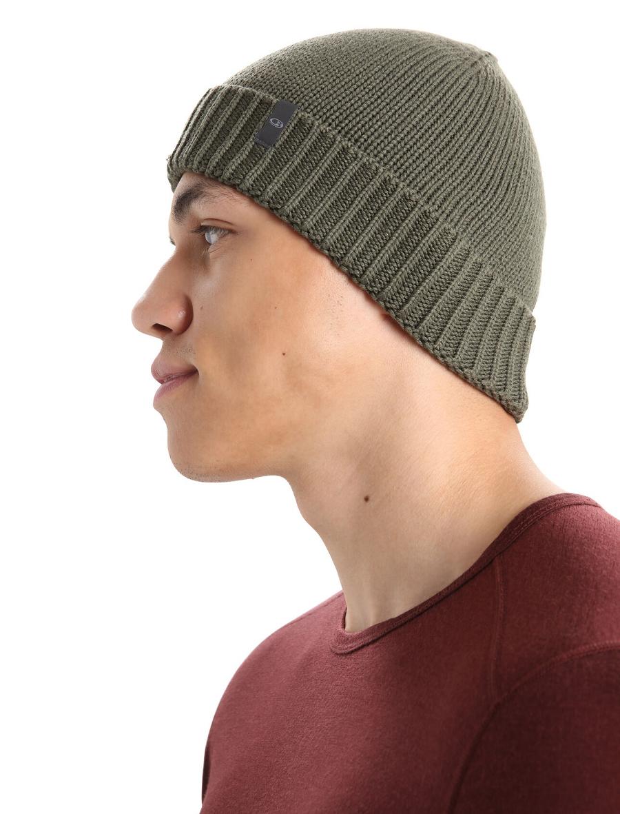 Loden Men's Icebreaker Unisex Merino Vela Cuff Beanie Hats | USA 1089LISH